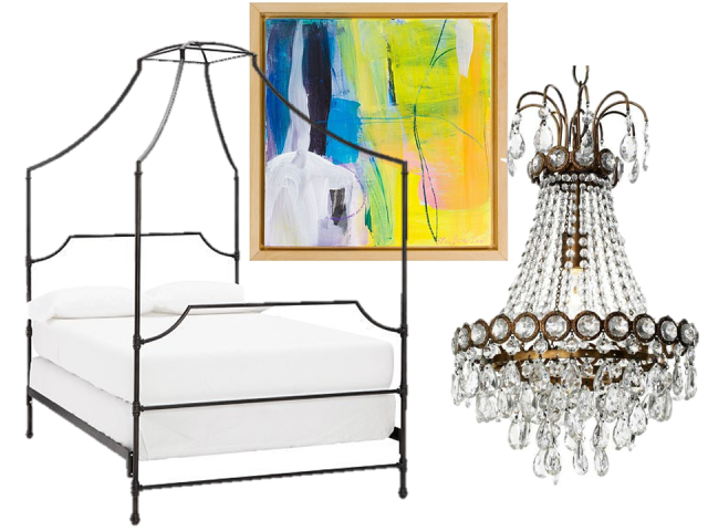 thecovetable-eclectic-traditional-home-get-the-look-canopy-bed-crystal-chandelier-modern-artwork